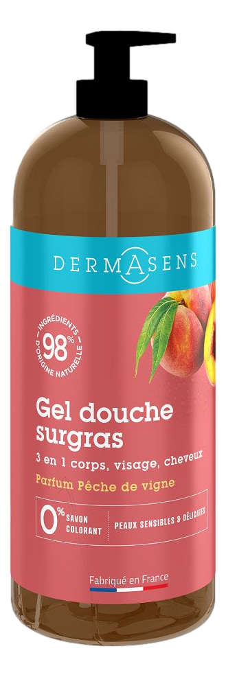 DERMASENS GEL DOUCHE SURGRAS 3 EN 1 PÊCHE DE VIGNE   